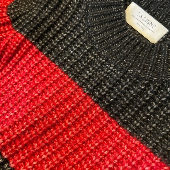 La Ligne Black and Red Wide-Stripe Chunky Crew Sweater - Picture 5 of 5
